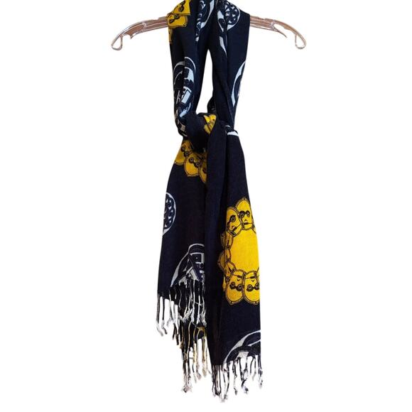 NWT Disney Star Wars Fringed Scarf, C3P0 & R2D2, Blue, White, Yellow